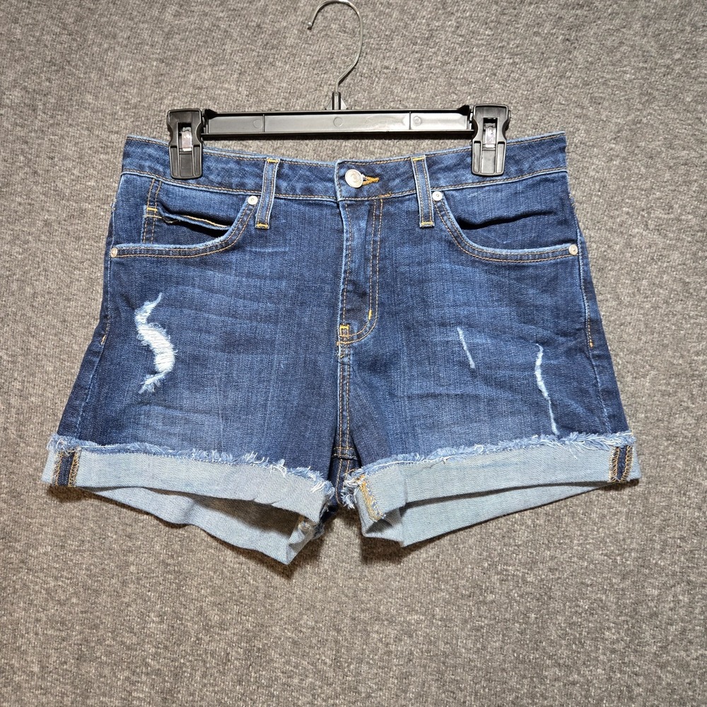 Just Black Denim Jean Shorts Size 27 29x3 Mid Rise Cuffed Raw Hem